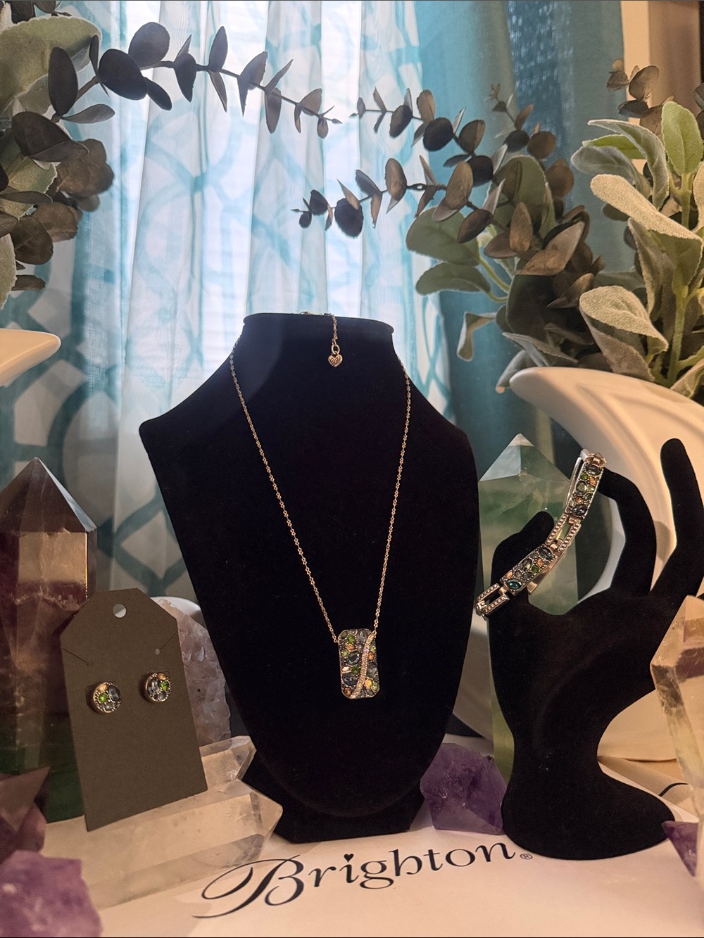 🦋 RARE SET BRIGHTON VTG+ VINTAGE SLVR SWAROVSKI CRYSTAL ‘TRUST YOUR JOURNEY’